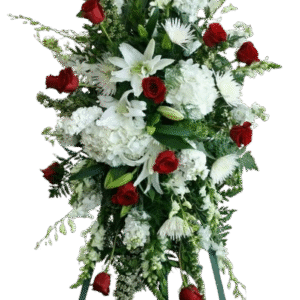 Trípode fúnebre rosas rojas