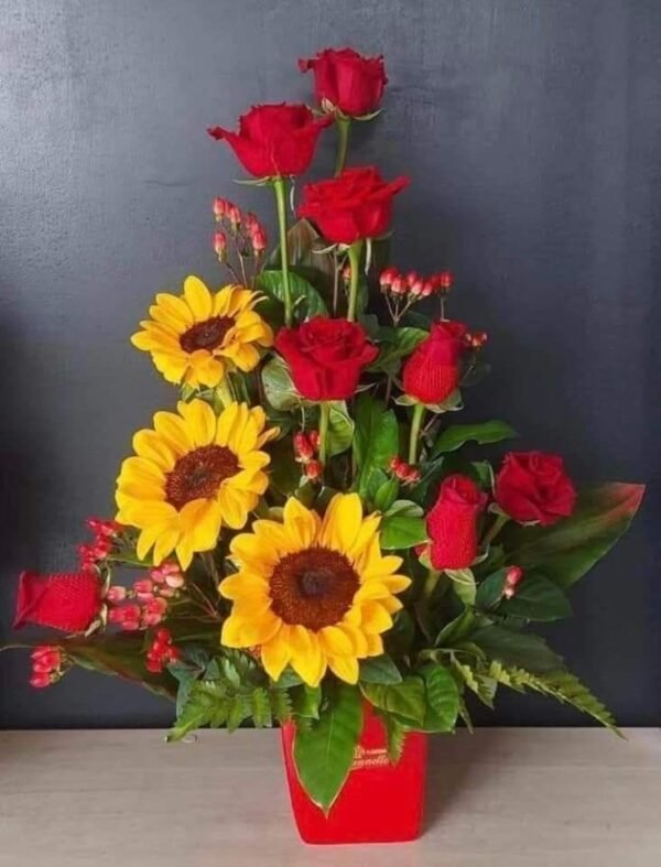 Arreglo Pasión Girasoles y rosas