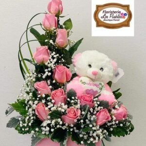 Arreglo rosado + Peluche