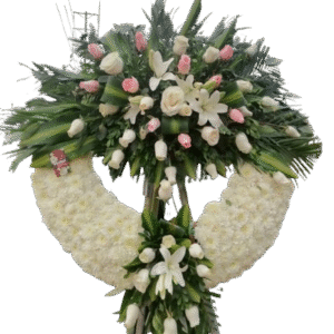 Corona rosada fúnebre