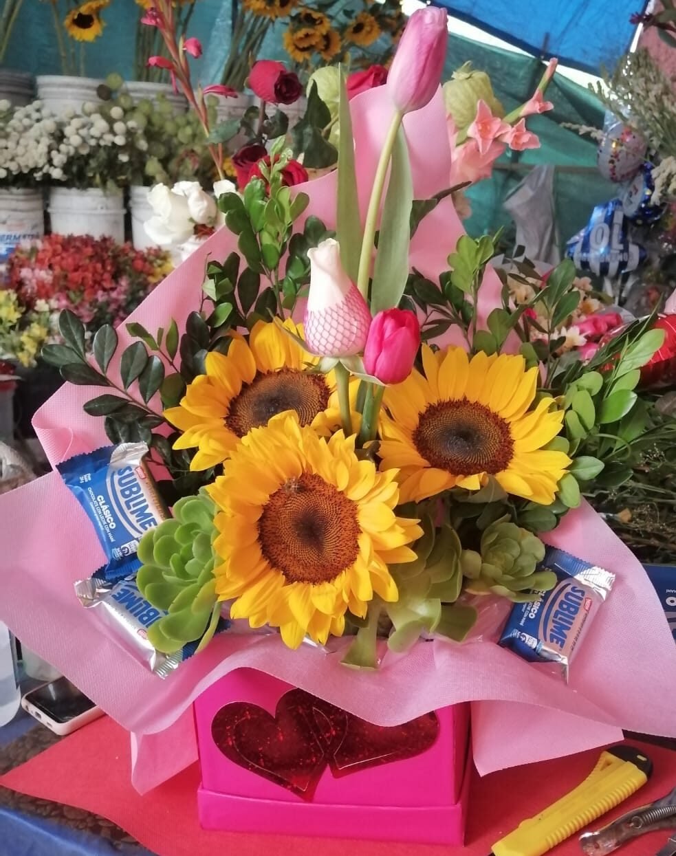 Arreglo box tulipan