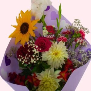 Eres Mi Sol – Ramo Alegre con Girasoles y Rosas Rojas